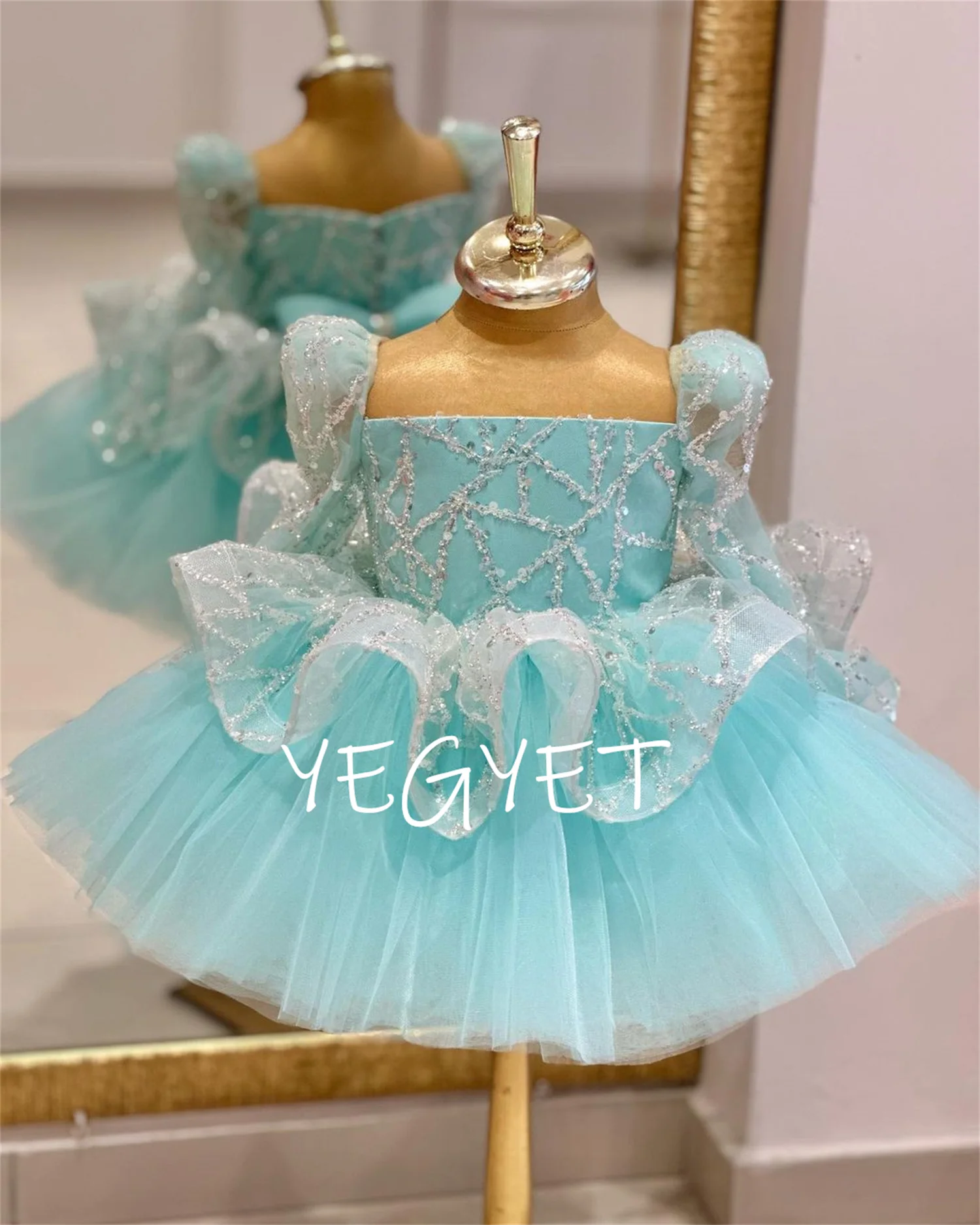 

Gardenwed Flower Girl Dress High Low Style Glitter Sequin Princess Girl Dress Floor Length Child Party Birthday Dresses Gown