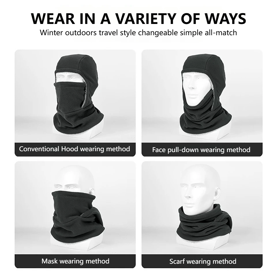 GTUBIKE Winter Warm Neck Mask Ear Protection One Piece Hat Warm Hood Outdoor Cold Protection Camping Hiking Balaclava Cycle Mask
