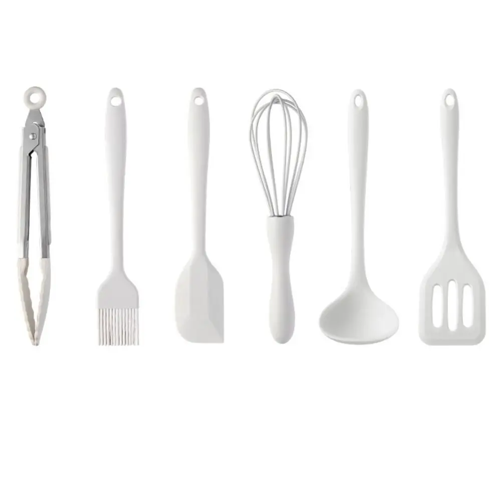 4/6pcs BPA Free Silicone Cooking Utensils Set Non-stick Beige Cookware Set Ergonomic Oil Brush Baking Tool Kitchen Tools