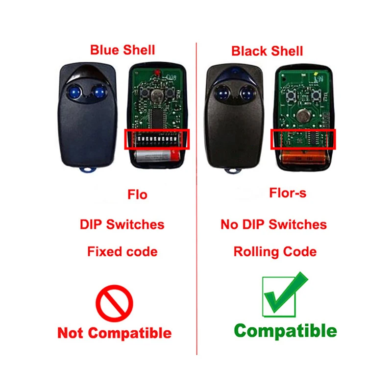 NICE Flor-s FLORS FLO2RS FLO4RS FLORE FLO2RE FLO4RE ERA INTI 2 INTI2 Garage Door Remote Control 433 MHz 433.92MHz Rolling Code 3