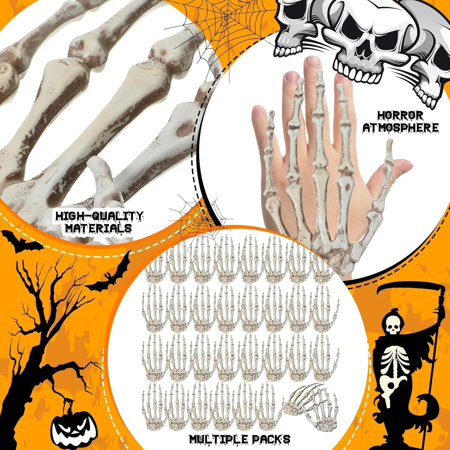 10–30 Stück Halloween-Skeletthände, realistische Kunststoff-Skeletthände für Halloween-Party-Dekoration, Terror-Thema, gruselige Requisiten – Detail 9