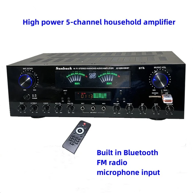 Erfgenaam Bewijs Zeeanemoon AV-999BT Bluetooth 5.0 5 Channel Hifi Stereo Av Home Karaoke Ktv Audio  Versterker Met Usb Fm Radio Microfoon Ingang - AliExpress