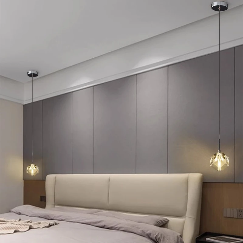 Bedroom Bedside Crystal Pendant Lamps Nordic Restaurant Bar Desk Study Chandelier Modern Adjustable Small Hanging Lights pendant lights pendant lamp chandelier lighting vintage pendant lights