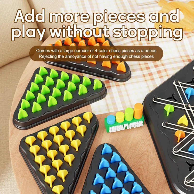 Desktop puzzle chain chess multiplayer interactive rubber band triangle game puzzle desktop toy