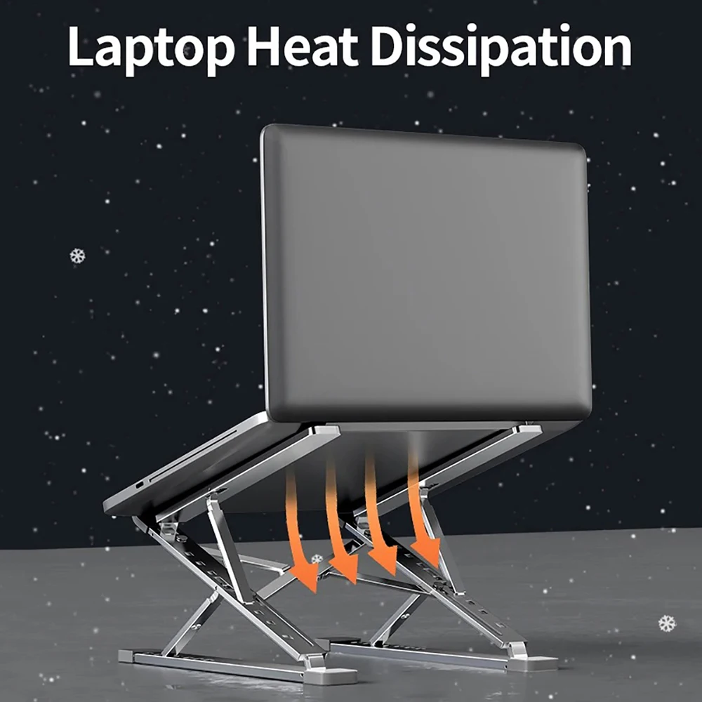 Aluminum Alloy Laptop Stand for Macbook Double Layer Adjustable Portable Laptop Bracket Cooling Stand Foldable Notebook Holder