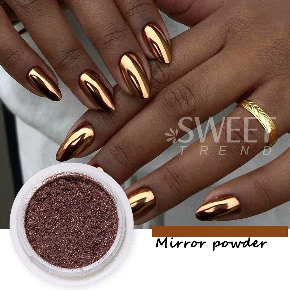 6pcs Metallic Magic Mirror Chrome Nail Art Powder Autumn Winter Brown Yellow Rubbing Glitter Pigment Manicure Metal Accessories