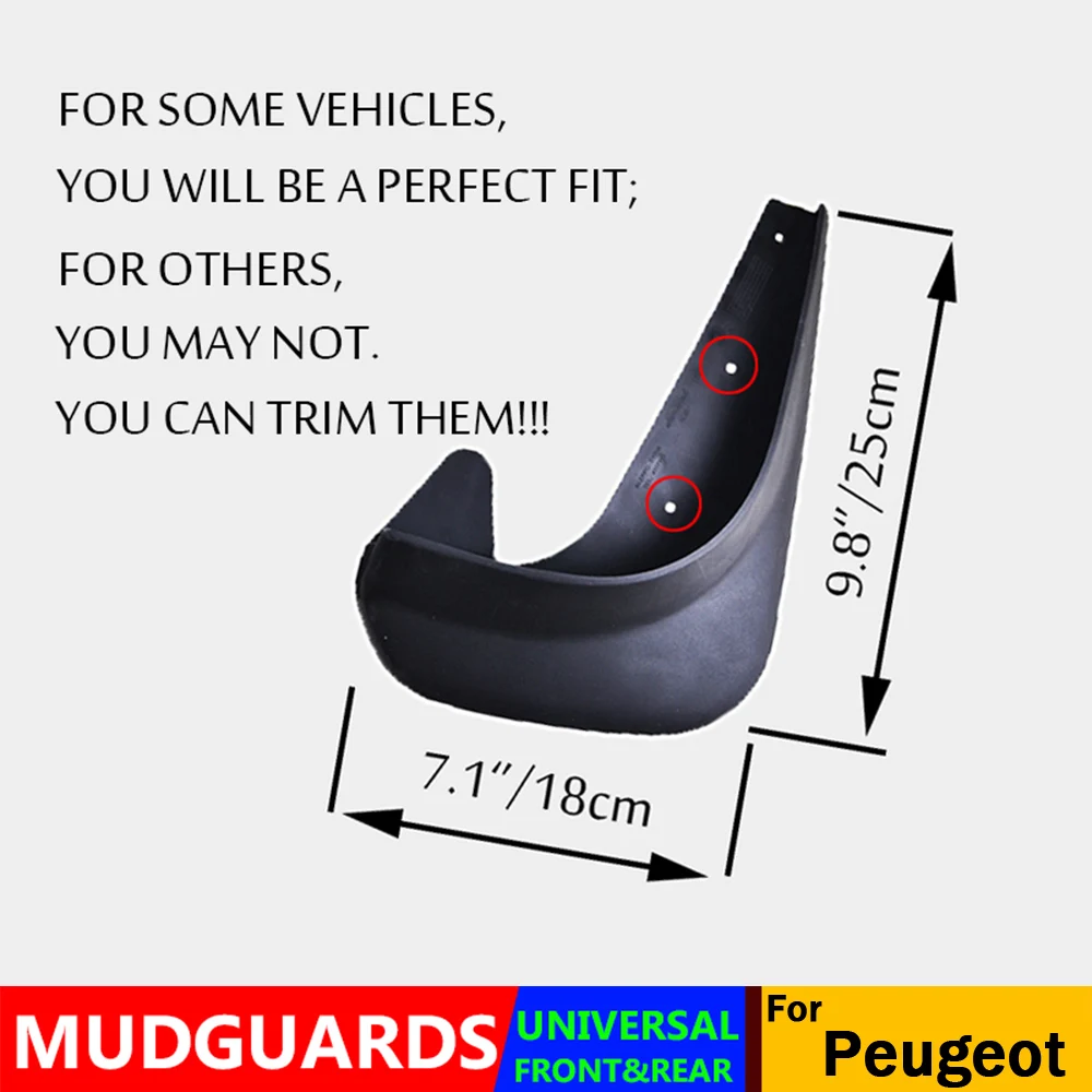 Auto Spatlappen Spatborden Voor Peugeot SW CC SD 107 108 205 206 207 306 307 308 405 406 407 508 607, Spatwaterdicht Waterdicht Beschermt Voor Achter Spatbord Splash Guard Spatbord