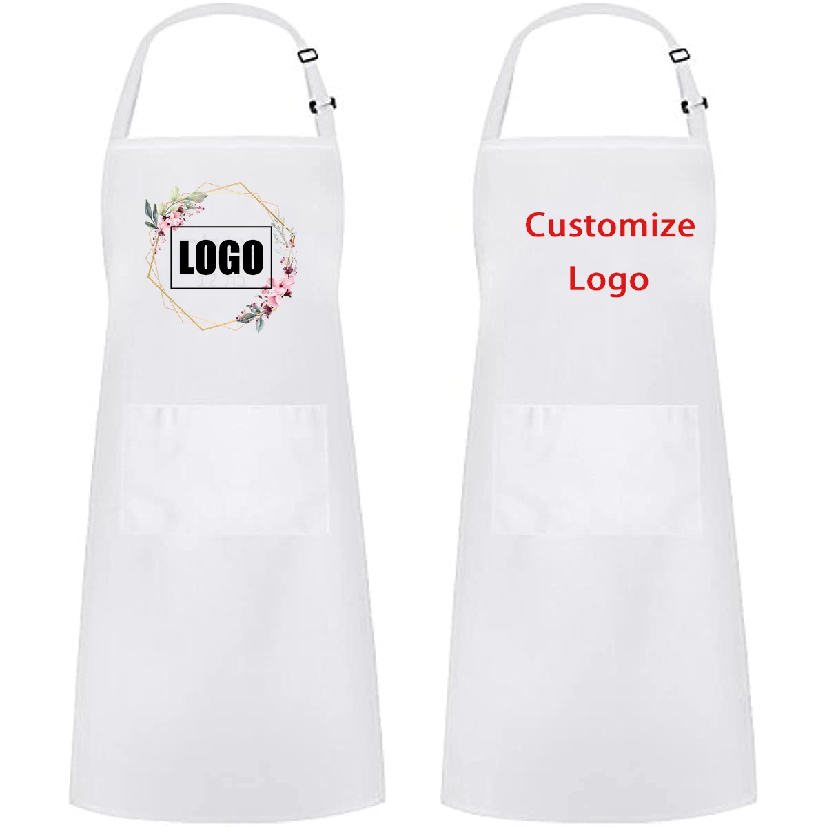 

1PCS Custom Logo Adjustable Hanging Neck House Accessories Kitchen Cooking Barbecue Floral Work Clothes Manicure Cleaning Apron