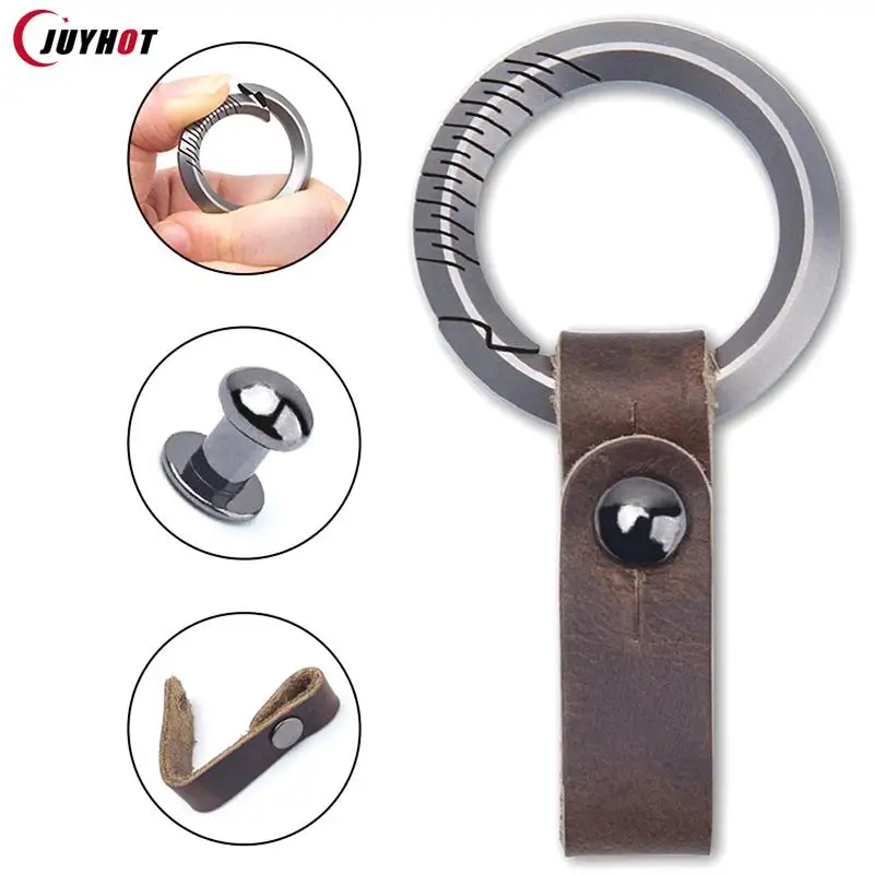 

Titanium Alloy Leather Waist Belt Buckle Keychain Car Pendant EDC Outdoor Tool Men Women Luxury High-end Gifts Key Ring
