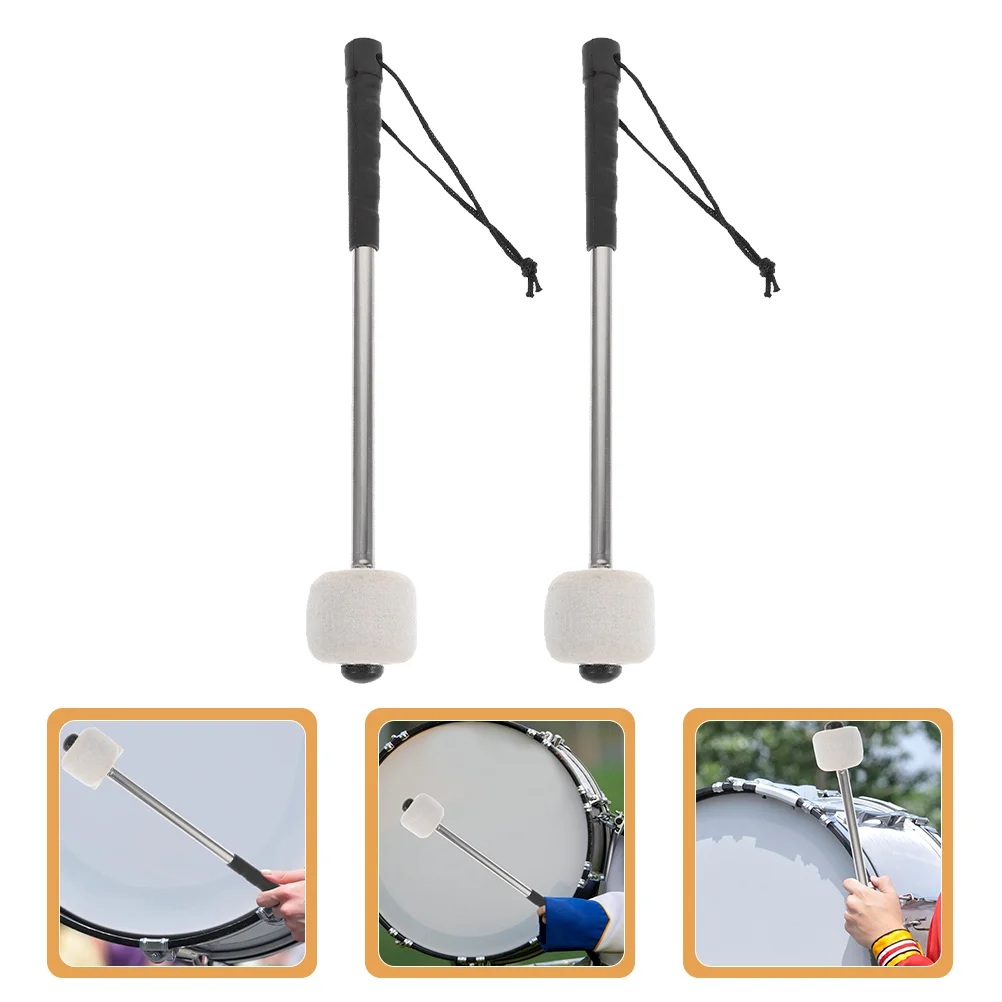 

Felt Bass Drum Mallets Wool Felt Mallets Sticks with Stainless Steel Handle Instrument Percussion Mallets