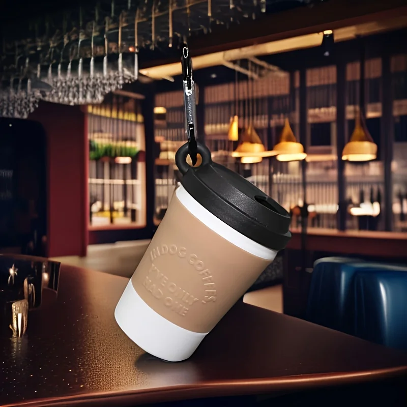 Dog Poop Bag Dispenser,Portable Coffee Cup Shape,Built-In Waste Storage,Hands-Free Clip for Outdoor Walking,Trash Bag Dispenser