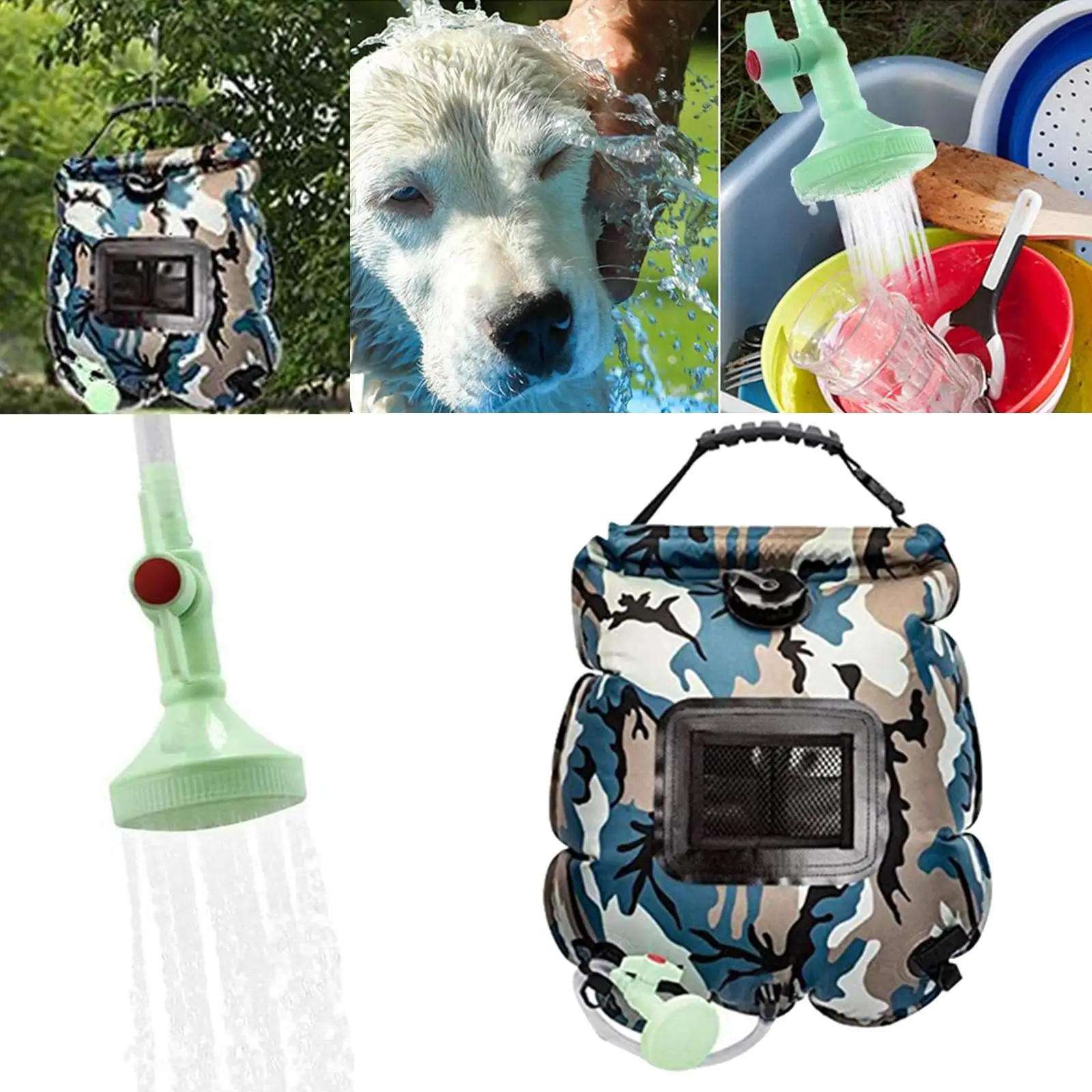 5 Gallon Solar Shower Camping Outdoor Hiking Heated Bag Travel Portable Pipe