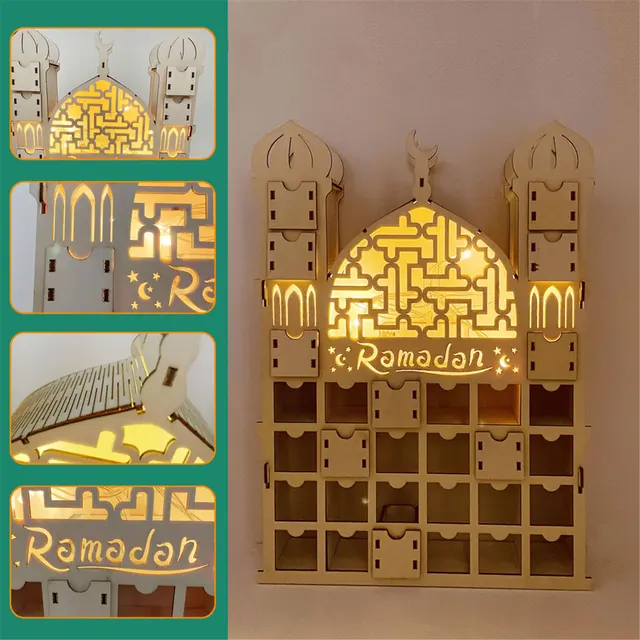 Tiroir en bois MDF pour Eid Ramadan Mubarak, grossiste Calendrier de l'avent,  décorations islamiques musulmanes, fournitures de fête d'ornement –  Destockage