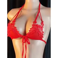 Ensemble de lingerie féminine super sexy : soutien-gorge mini à lacets réglables, string sans dos, fin et uni, idéal pour l'été 3