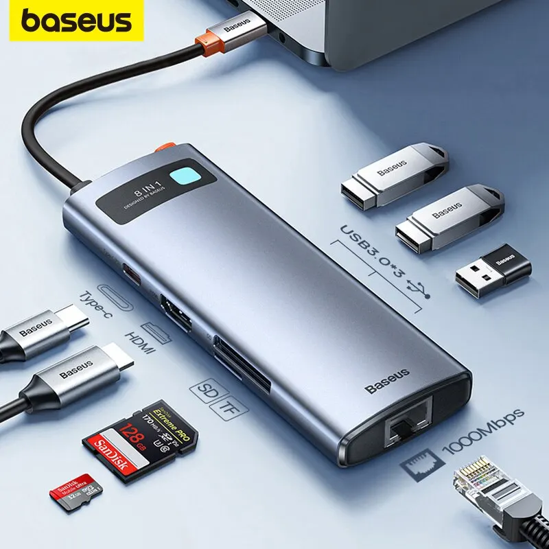 USB Hub 4K 60Hz USB C Hub Type C to Ethernet Port PD 100W Adapter for Macbook Pro USB 3.0 Hub Laptop Tablet Accessories