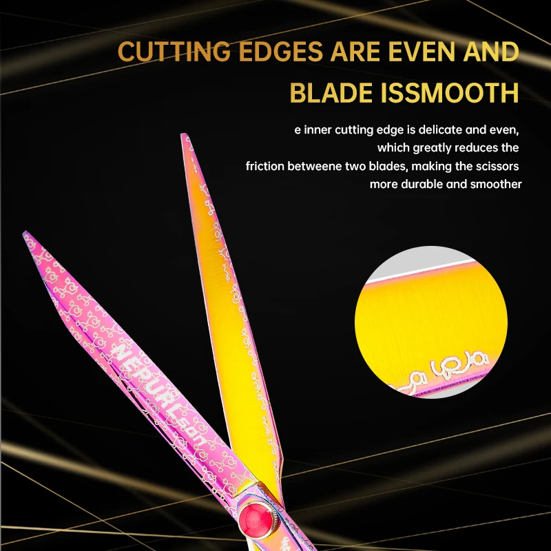 VG10 Steel High-quality 7.5 Inch Professional Pet Scissors For Dog Grooming Cutting Big Quick Trim Straight Curved Shears