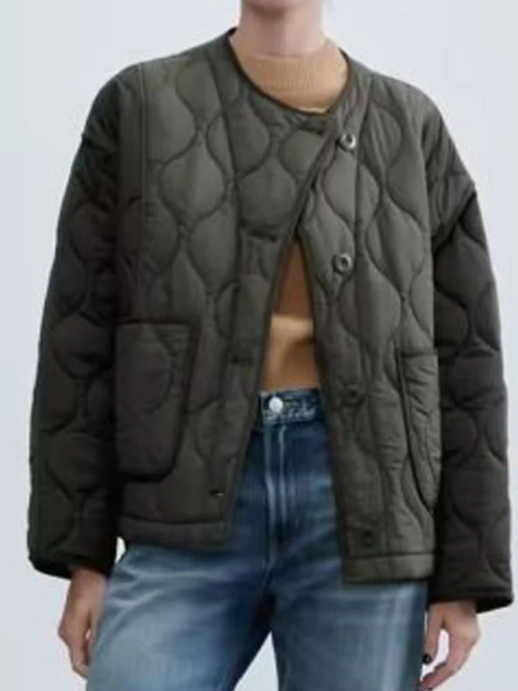 

2023 Women Autumn Winter Parkas Jackets Coats Vintage Loose Down cotton Wram Pocket Female Elegant Street Jacket Outerwear