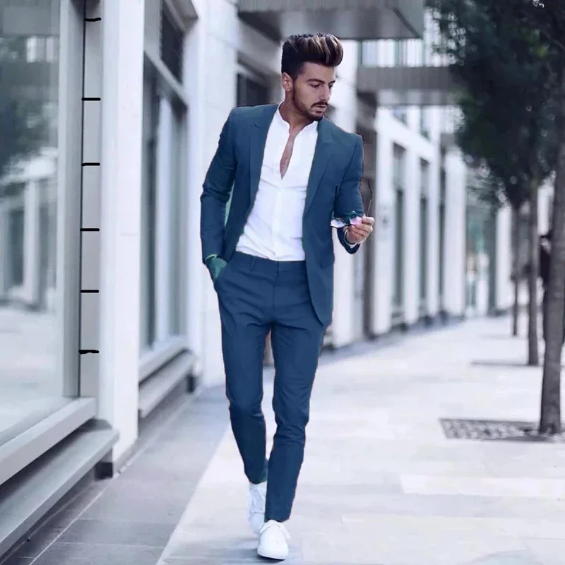 Men's Luxurious Business Suit for Wedding Party Tuxedos Slim Fit Peak Lapel Pink Suits (Jacket + Pants)