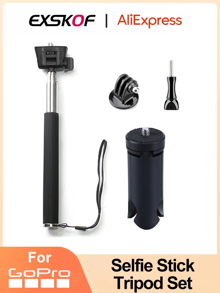 Action Camera Selfie Stick Piccolo Treppiede Vite Set Live Streaming Selfie Per Gopro Hero11 10 9 Sjcam Akaso Eken Yi Insta360