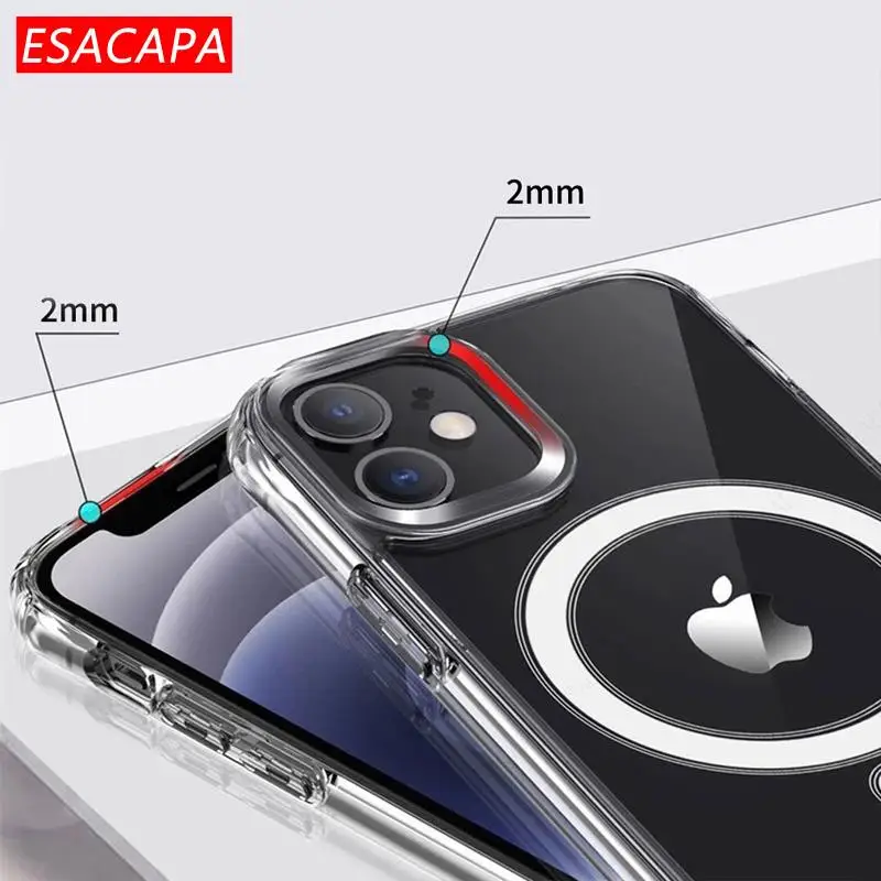 MagSafe Magnetic Shockproof Transparent Phone Case with Wireless Charging