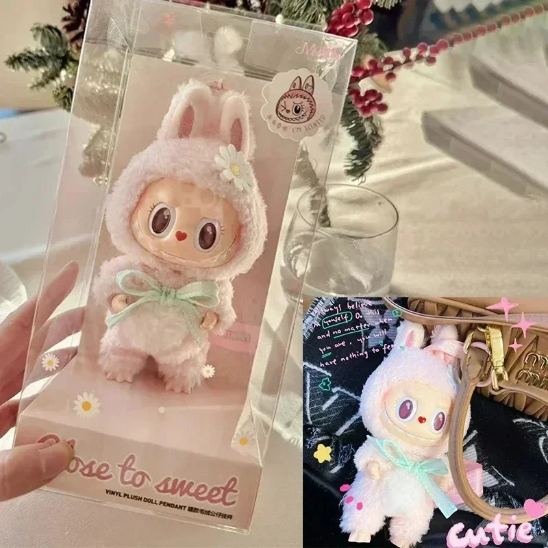 Pink Labubu Mokoko 1st Spring Flower Sweetheart Vinyl Doll Backpack Pendant Decoration Doll