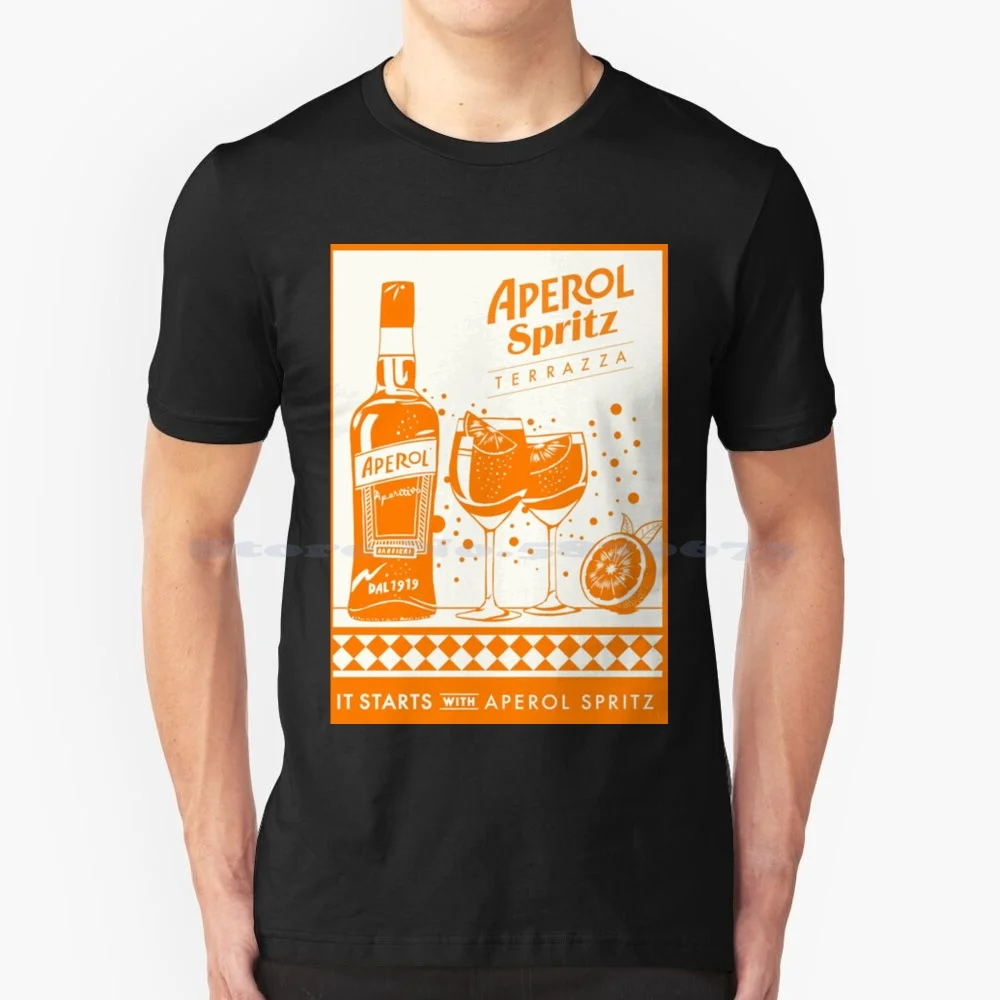 Spritz T Shirt 100% Cotton Tee Cocktail Spritz Orange Drink Italy Vintage Summer Campari Prosecco Wine
