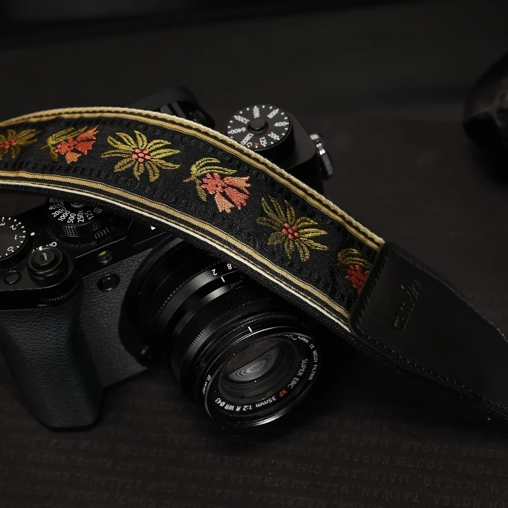 조정 가능한 카메라 스트랩 DSLR 카메라 마이크로 단일 사진 어깨 스트랩 용 자수 스타일 스트랩