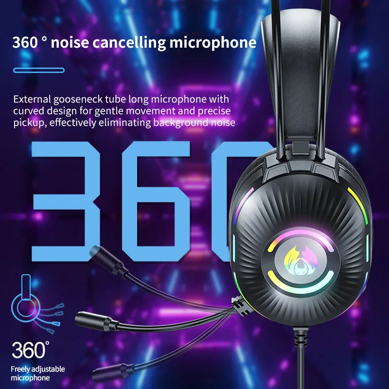 H83 Professional gaming headset with LED light microphone stereo headset deep bass PC PC gamer laptop ear for PS4 Xbo gift