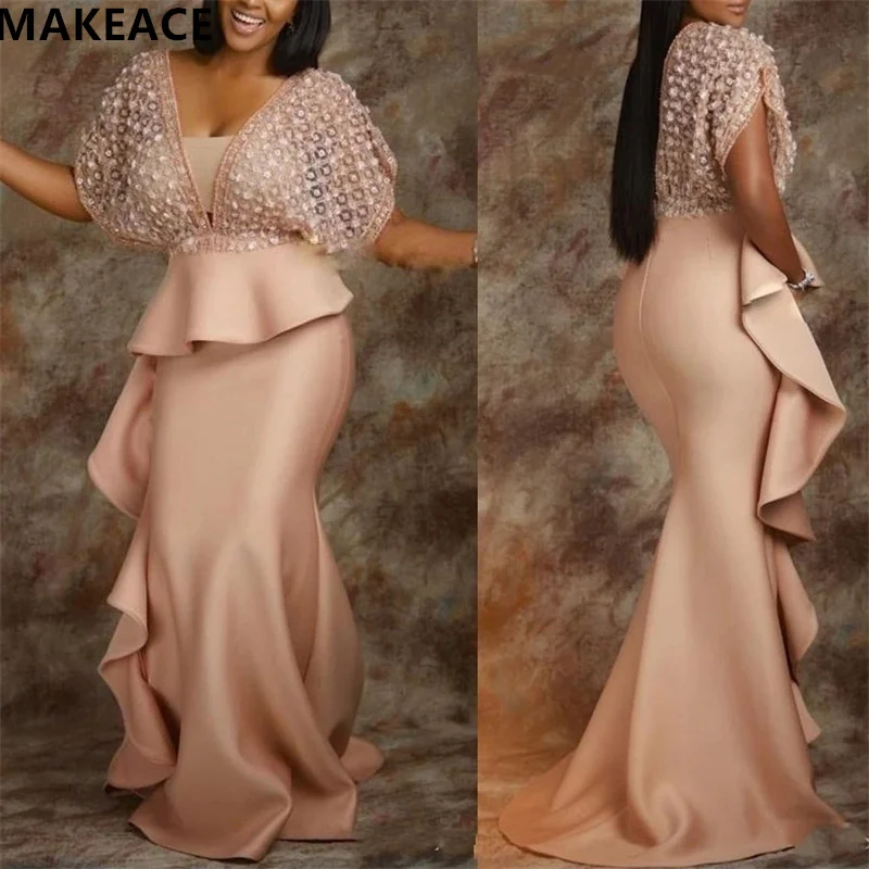 

2023 Wholesale Royal Mother of the Bride Dresses Pleats Appliques Lace Beading V-Neck Wedding Guest Gowns