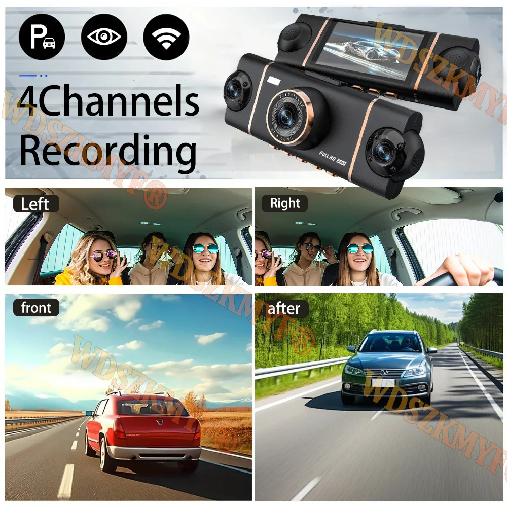 New WiFi APP 4Channel Car Dvr 1080P Video Recorder 360 Degree Dashcam 24h Parking Monitor Rear View Camera Car Recorder