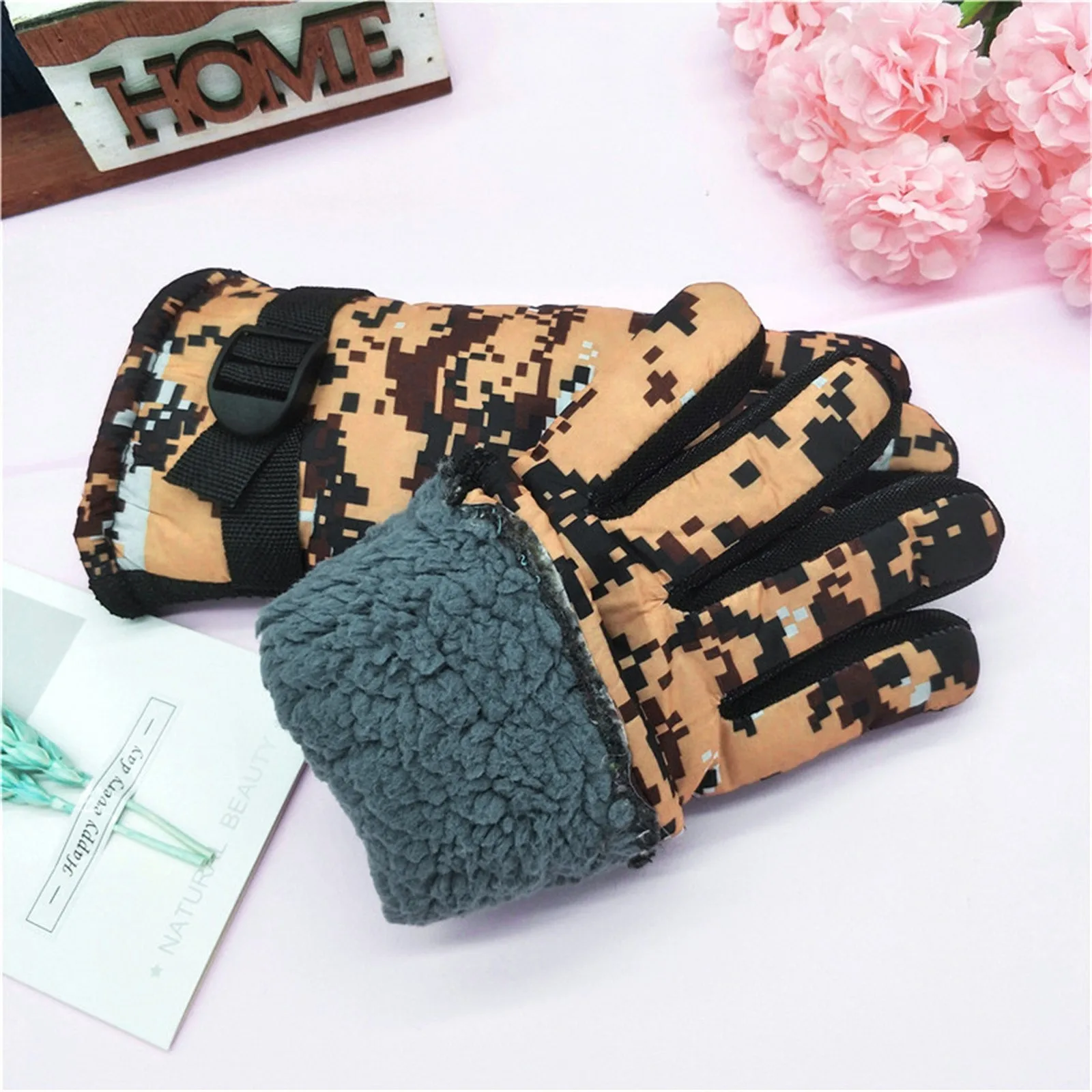 Kids Winter Warm Gloves Windproof Cold Weather Outdoor Sports Gloves For Boys Girls Fleece Snow Ski