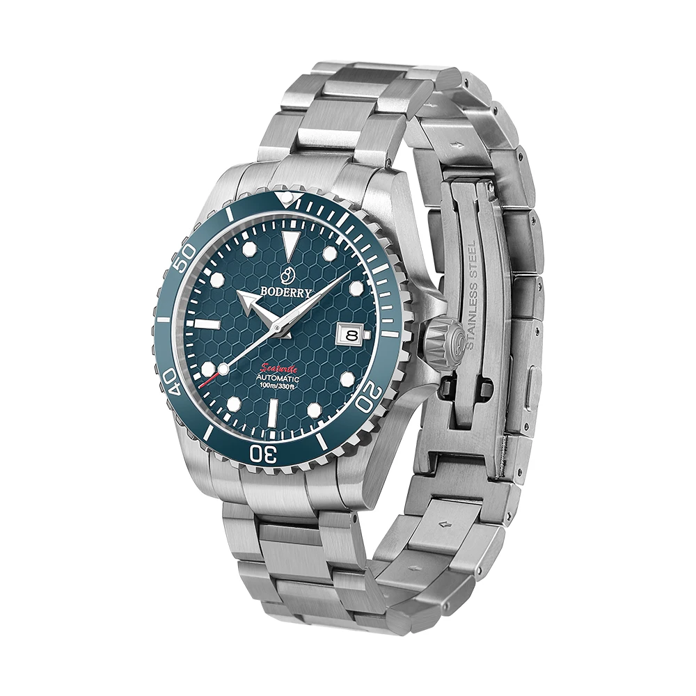 Boderry Titanium Diver Watch Automatic Mechanical Wristwatch Mens Seiko NH35 Sport 100M Waterproof Luxury Watches With Free Gift