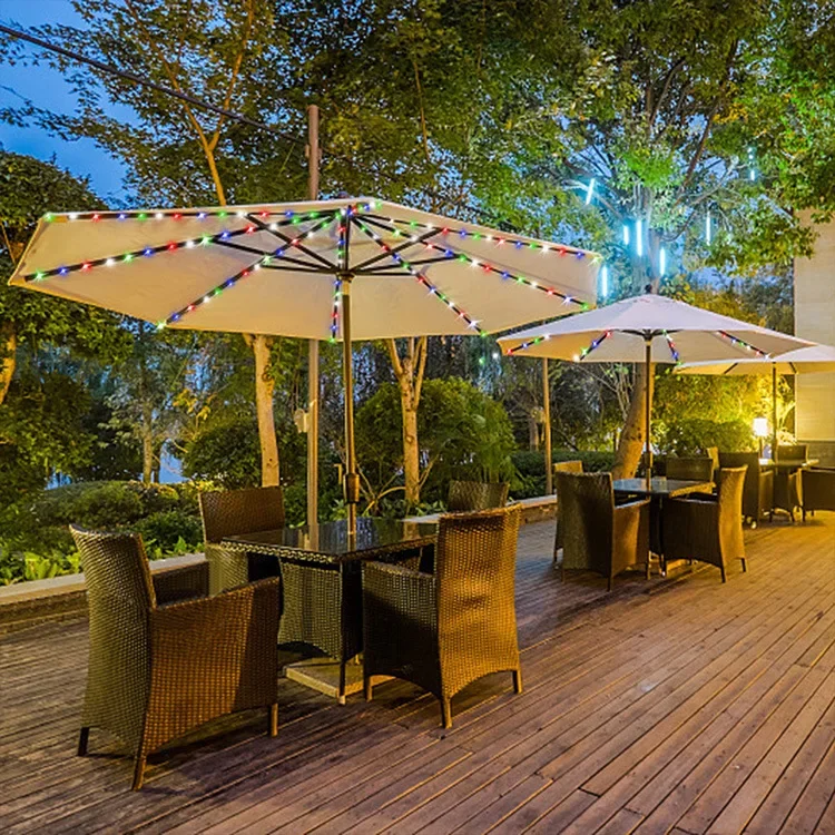 Patio Umbrella Lights 8 Mode 104 LEDS String Lights Remote Control Solar Operated Outdoor for Patio Camping Tent