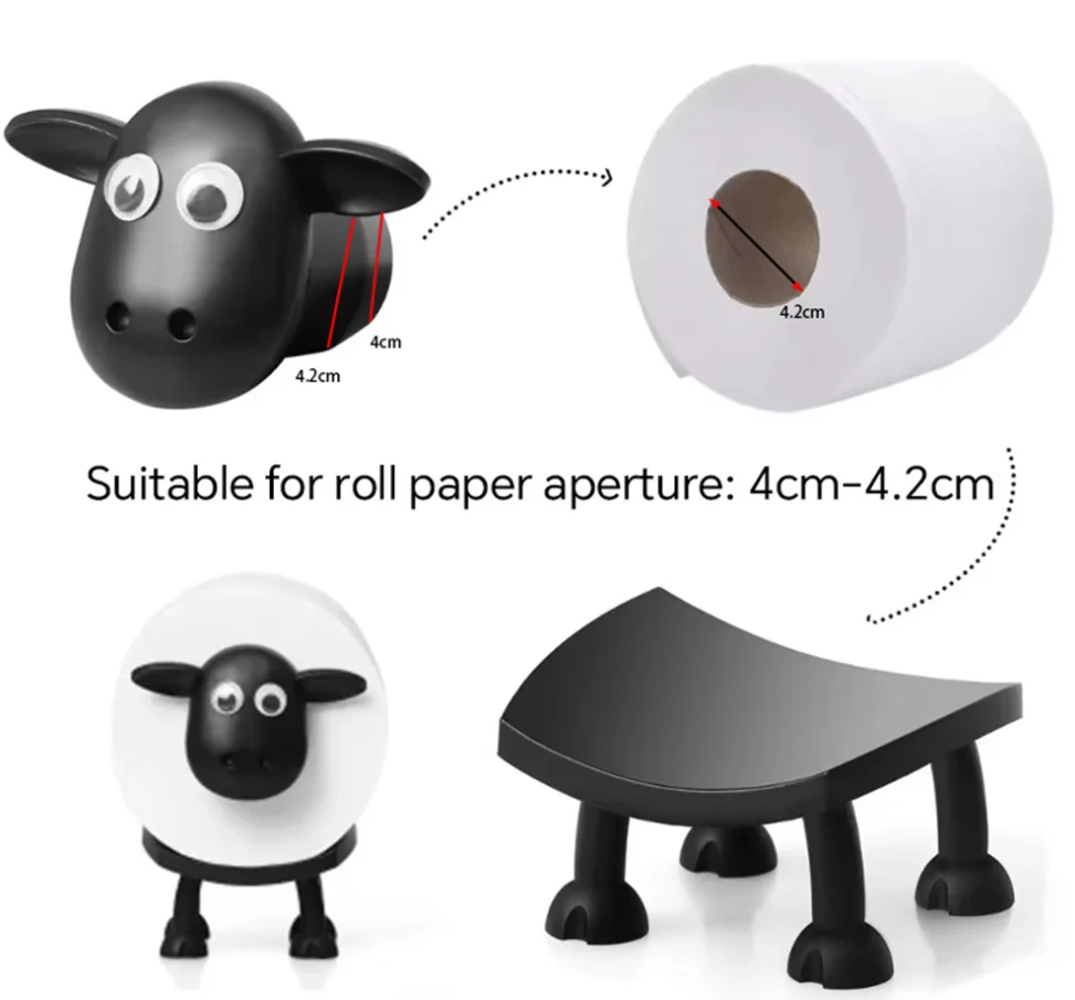 1-3 Pcs Sheep Toilet Roll Holder Funny Toilet Free Standing Bathroom Black Sheep Loo Roll Holder Hilarious Tissue Storage Decor