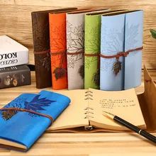 

Retro Leaves with Straps Notebook Kraft Paper Loose-leaf Hand Ledger Agenda 2022 Planner Sketchbook Creative Diary Book