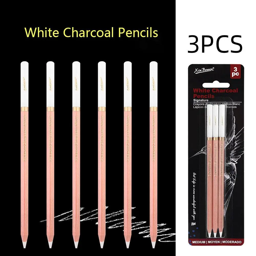 Sketch White Charcoal Pencils Set 3Pcs