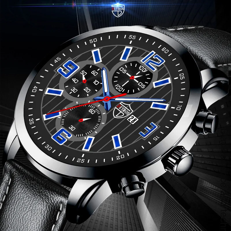 

Top Watch For Men Fashion Sports Watches Luminous Leather Men's Digital Clock Chronograph Sapphire Mirror Decorate Wristwatches