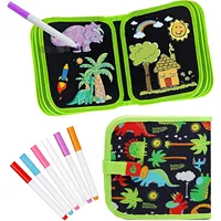 Green Dinosaur Erasable Book Doodle Set Magic Drawing Book Reusable Drawing Book 12 Watercolor Pens 14 Page Drawing for Kids 1