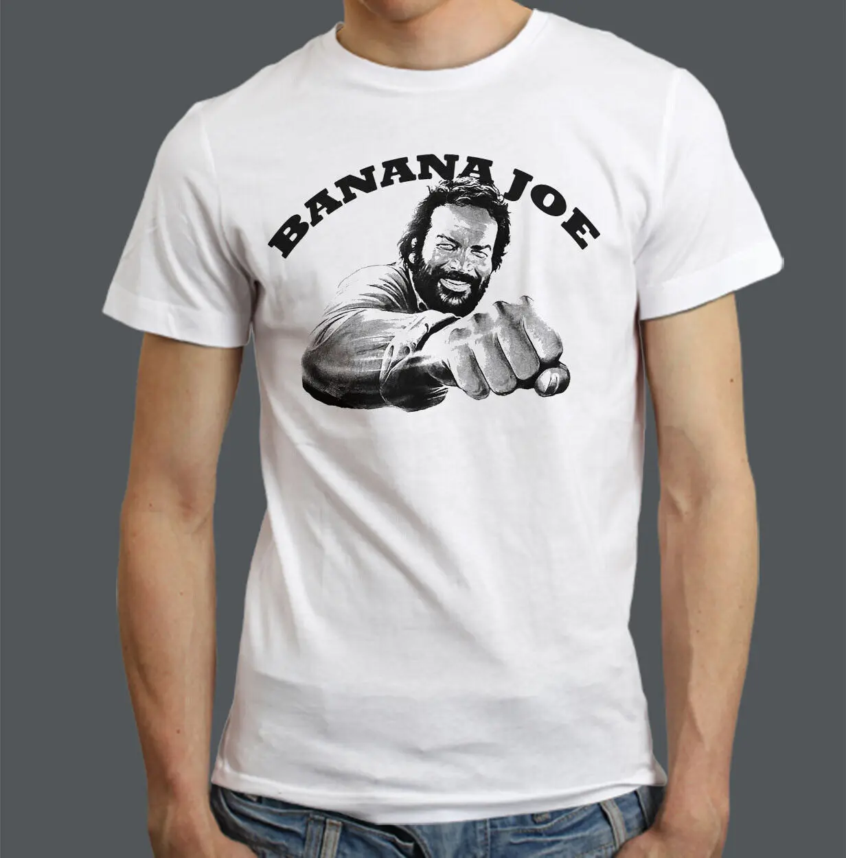 Banana Joe Bud Spencer Italian 80S Cult Movie S 2Xl T Shirt Bianca Maniche Lunghe O Corte