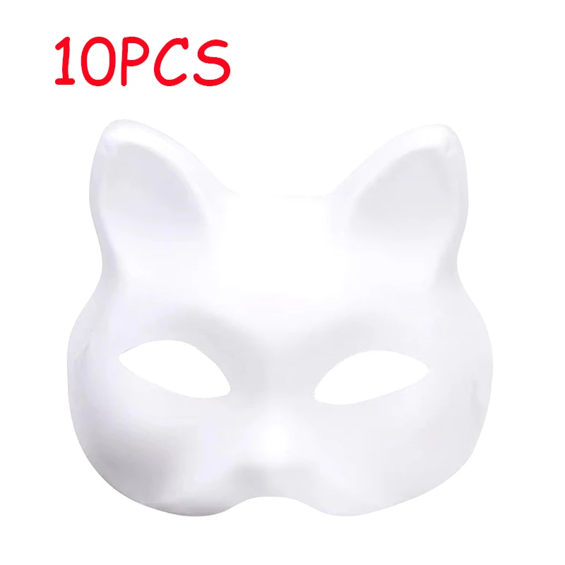Face Mask 3D Face Masks Masquerade Mask Party Masks Masquerade Cat Face Masks DIY Party Masks Props Paintable Blank Party Cosplay Accessories 1/2/3/5/8/10pcs