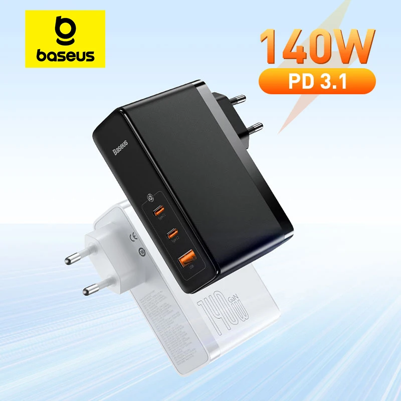 Baseus 140W GaN Charger USB Type C PD3.1 Fast Charge For Macbook Tablet Quick Charge 4.0 3.0 Phone Charger For iPhone 15 14 13