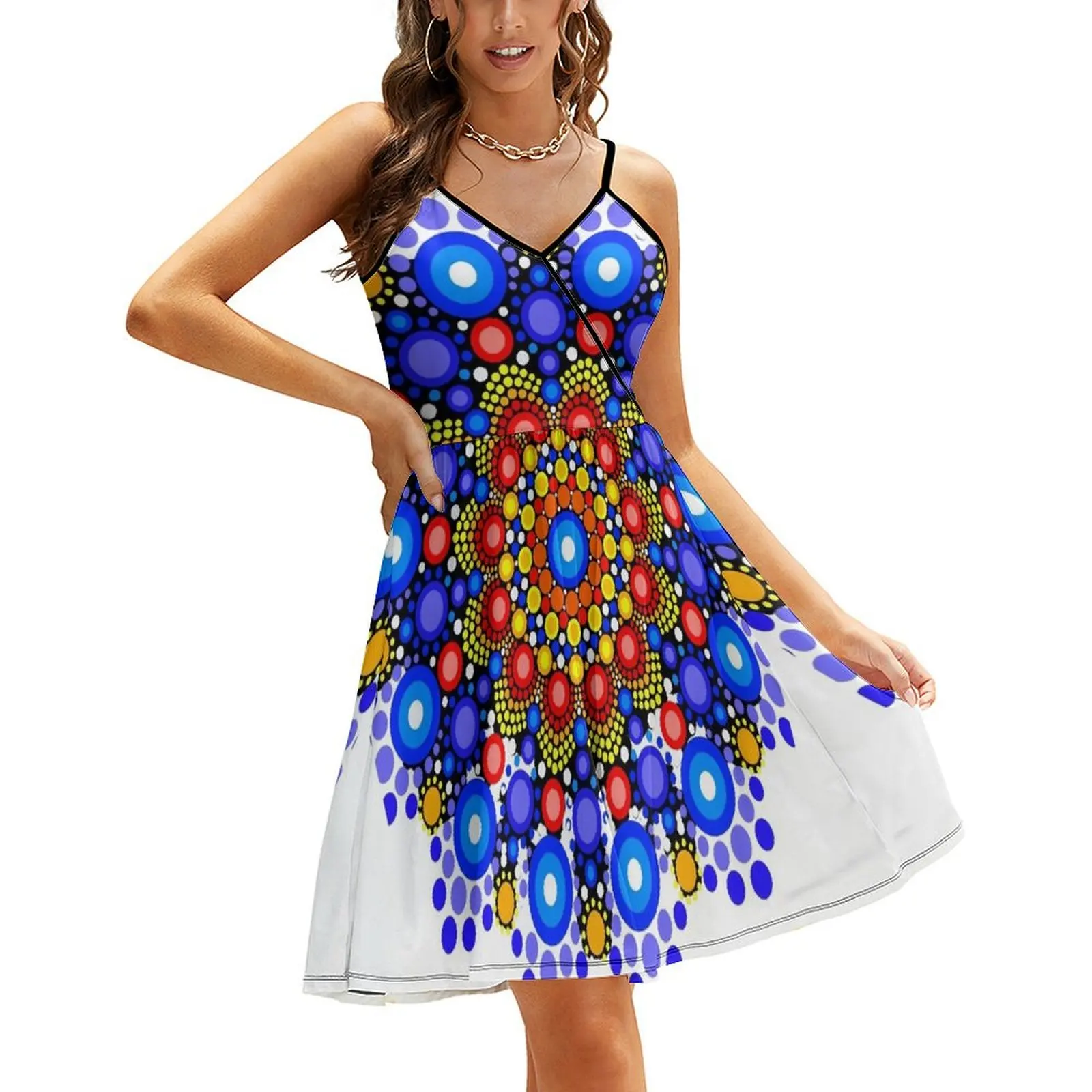 

Женское вечернее платье на бретельках, синее и оранжевое платье с круглым вырезом, корейское летнее женское платье