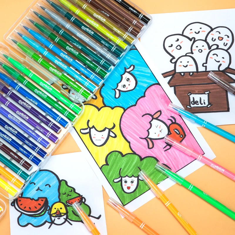 Deli 36 Colors Watercolor Pen Good Felt Pen Drawing Children DIY Marker Pen for School Stationery Supplies Students Painting 4