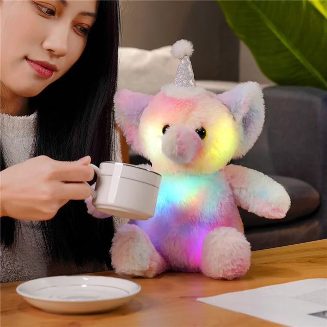 Cartoon Glowing Little Animals Plushies Stuffed Unicorn Dinosaur Bear Alpaca Goose Dolphin Light Up Dolls Kids Overnight Gift 3