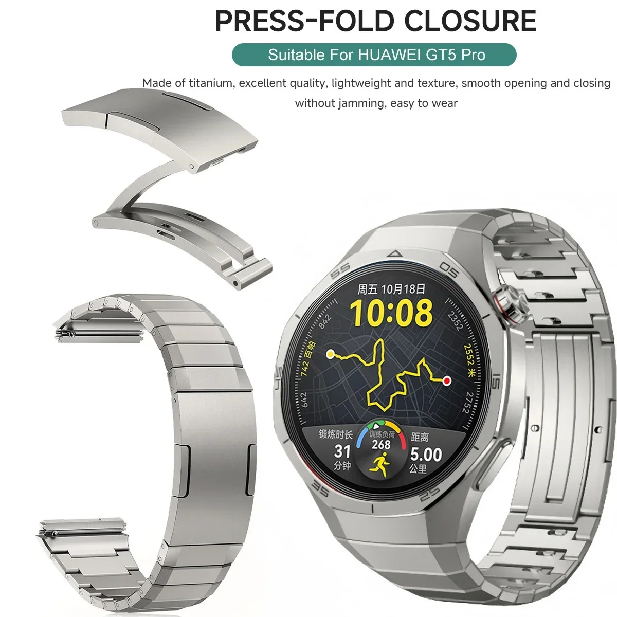 No Gaps Luxury Titanium Alloy Strap for Huawei Watch GT 5 Pro