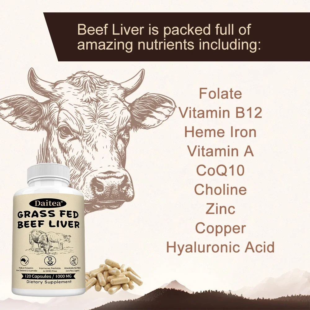 Grass-Fed Beef Liver Capsules: Supports Energy Production, Detoxification, Digestion, Immunity, and Overall Health, Non-GMO. - Image 5