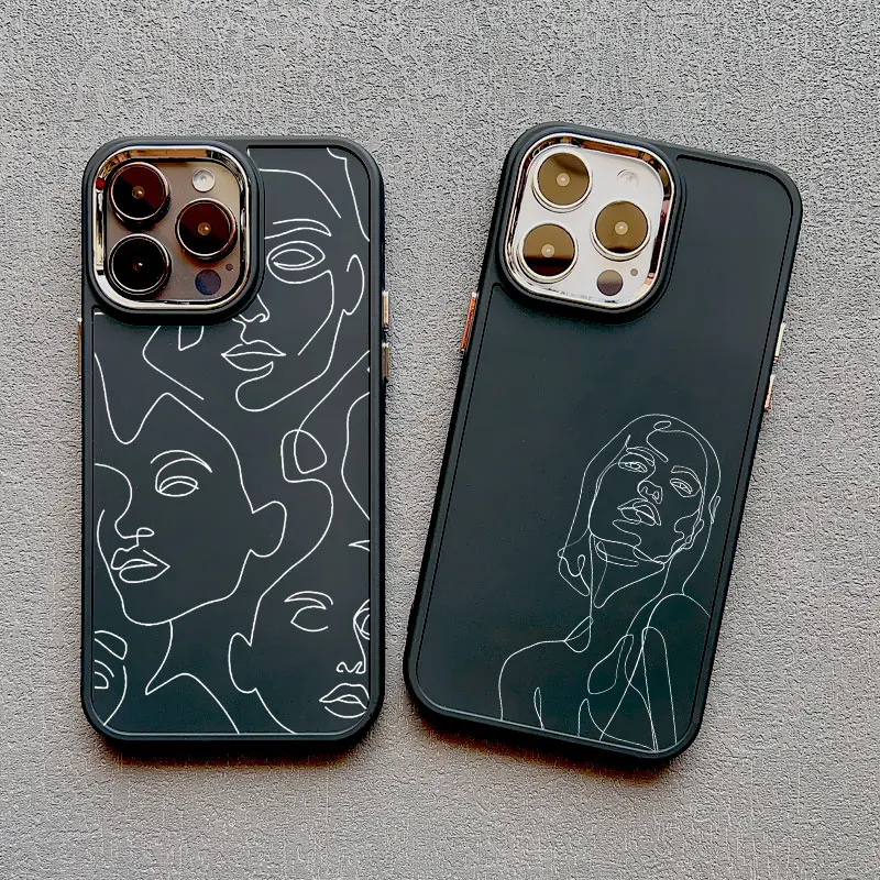 Sleek Abstract Geometric Face Art Silicone Phone Case