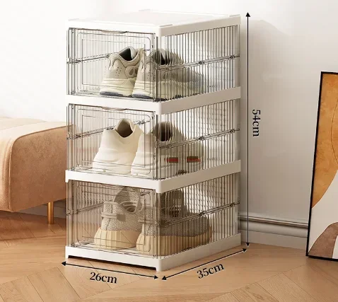 Dustproof 6 Layers Foldable Shoes Box Stackable Transparent Thickened Plastic Bins Sneaker Shoe Organizer Cabinet Organizers 6