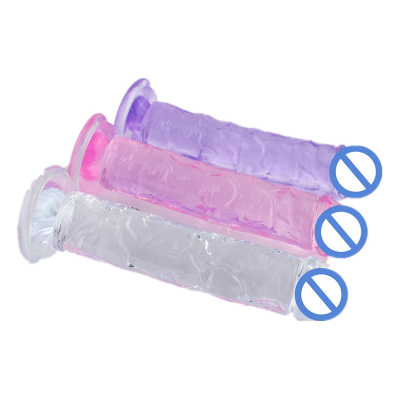 Classic Top Rated Suction Cup Crystal Clear Dildo, Realistic TPE Phallus Series for Solo or Couples Play