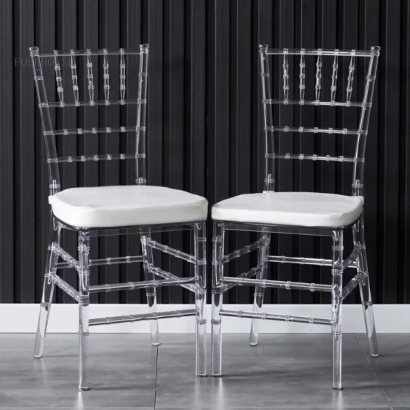 Crystal Dining Chair Hotel Outdoor Commercial Furniture Wedding Chair Banquet Transparent Leisure Back Chairs for Events